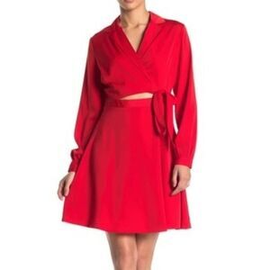 ASTR the Label Red Cutout Wrap Dress 